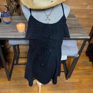 Black ruffled drawstring tie 12-14 L Swim Cover up